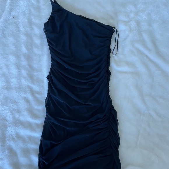 Princess Polly Black Mesh One Shoulder Mini Dress - Picture 5 of 10